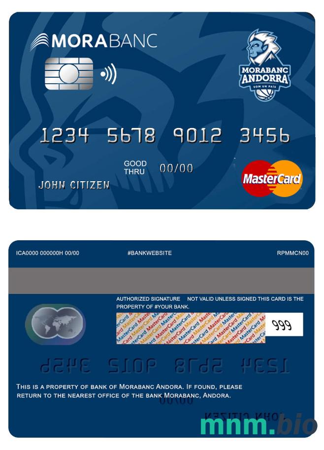 Andora Morabank przykład karty mastercard w formacie PSD